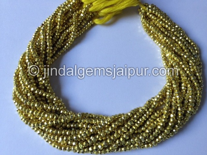 Victorian Gold Pyrite Faceted Roundelle Shape Beads